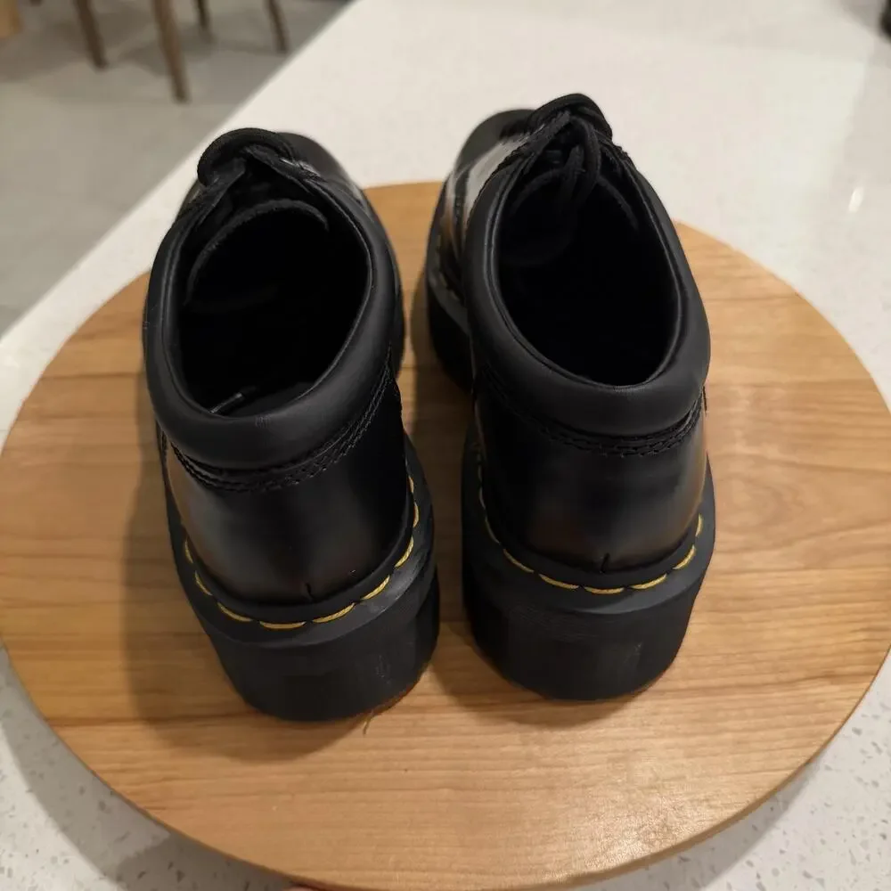 Dr. Martens Shoes Womens 7 8053 Quad Black Leather Platform Oxford Punk Grunge
